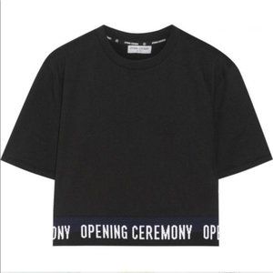 Opening Ceremony Black Cropped Logo Tee Small